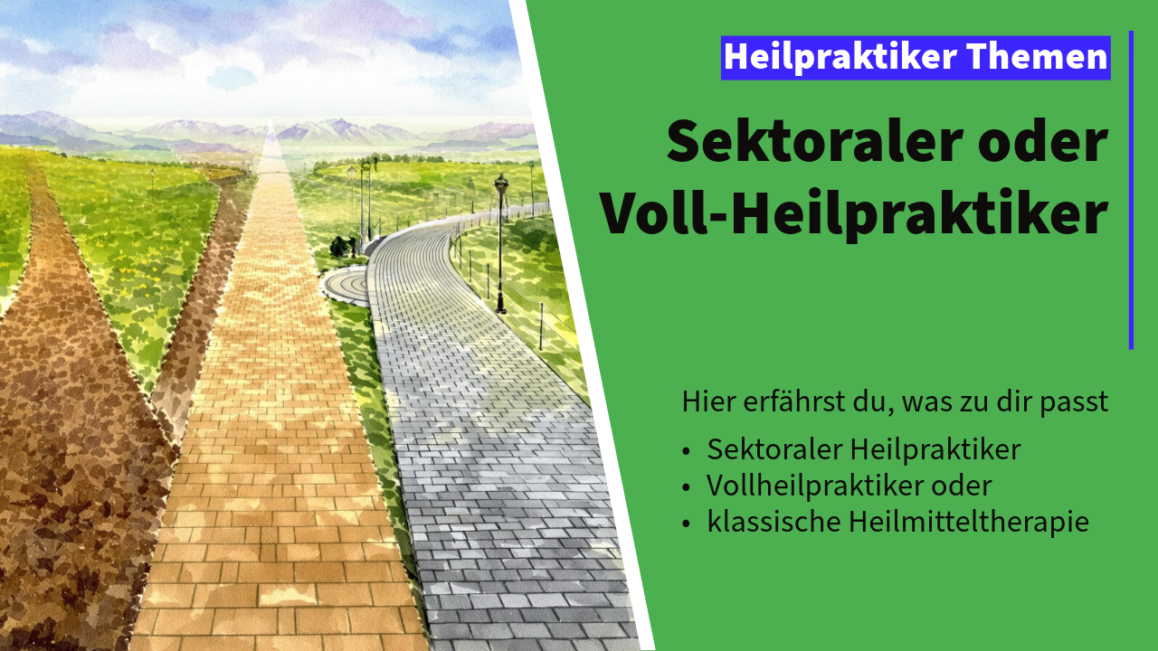 Aquarell einer weiten Berglandschaft, in der sich drei unterschiedliche Wege teilen und zum Horizont laufen – Sinnbild für die Wahl des eigenen Heilpraktiker-Wegs